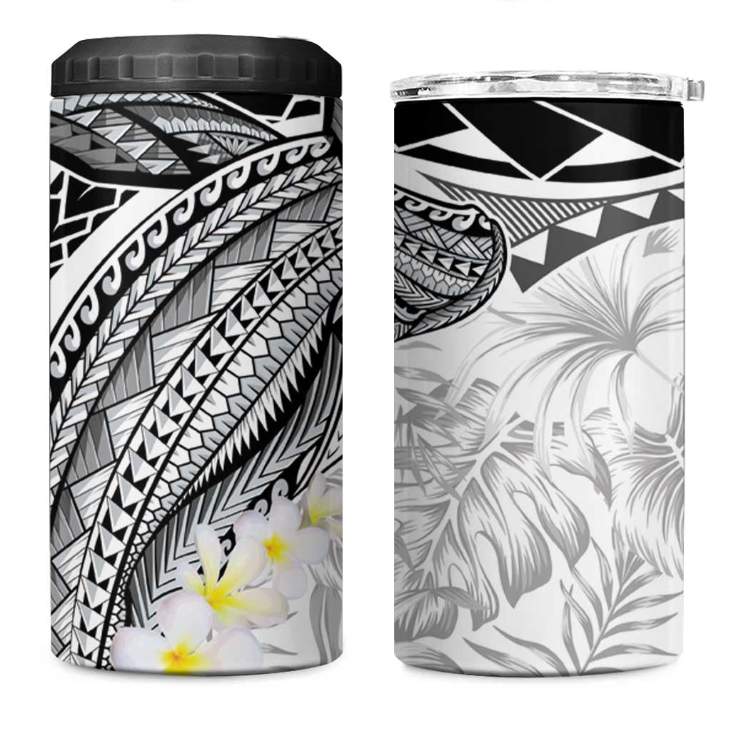 Polynesia Humpback Whale 4 in 1 Can Cooler Tumbler Tropical Plumeria Charcoal