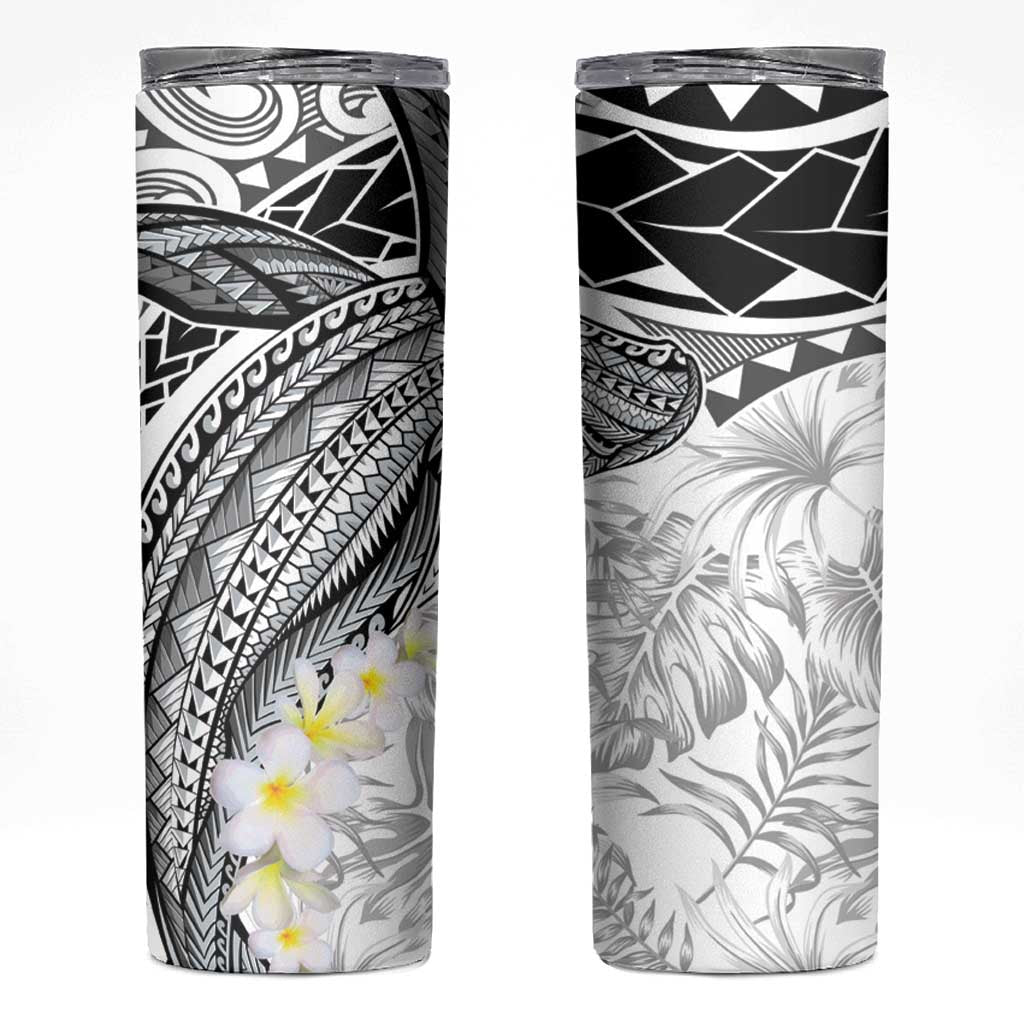 Polynesia Humpback Whale Skinny Tumbler Tropical Plumeria Charcoal LT7 Black - Polynesian Pride