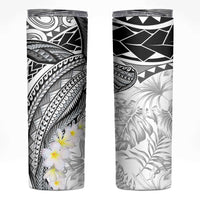 Polynesia Humpback Whale Skinny Tumbler Tropical Plumeria Charcoal LT7 Black - Polynesian Pride