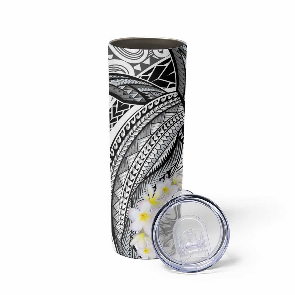 Polynesia Humpback Whale Skinny Tumbler Tropical Plumeria Charcoal LT7 - Polynesian Pride