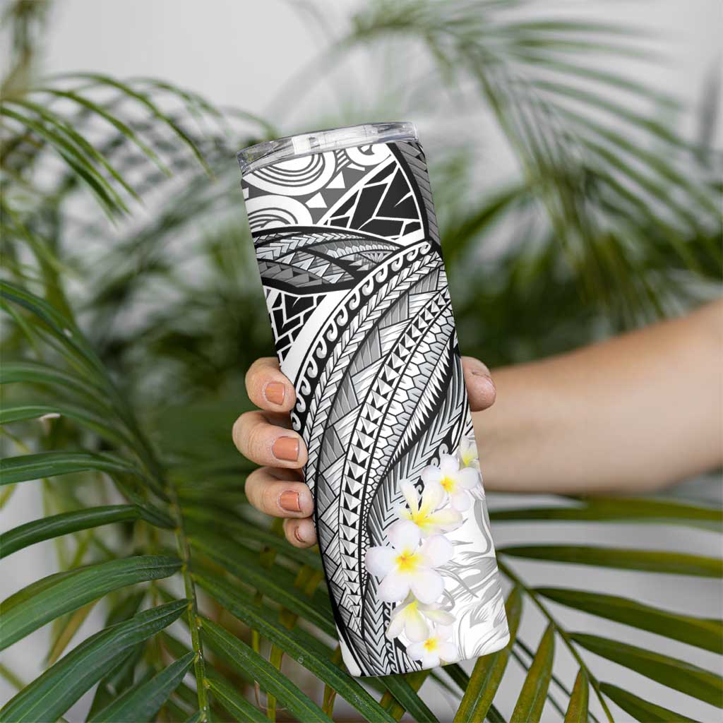 Polynesia Humpback Whale Skinny Tumbler Tropical Plumeria Charcoal LT7 - Polynesian Pride