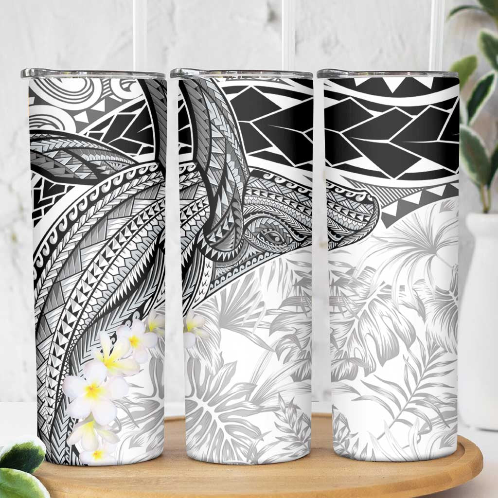 Polynesia Humpback Whale Skinny Tumbler Tropical Plumeria Charcoal LT7 - Polynesian Pride