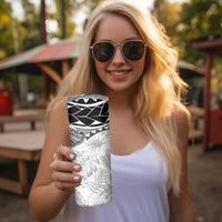 Polynesia Humpback Whale Skinny Tumbler Tropical Plumeria Charcoal LT7 - Polynesian Pride