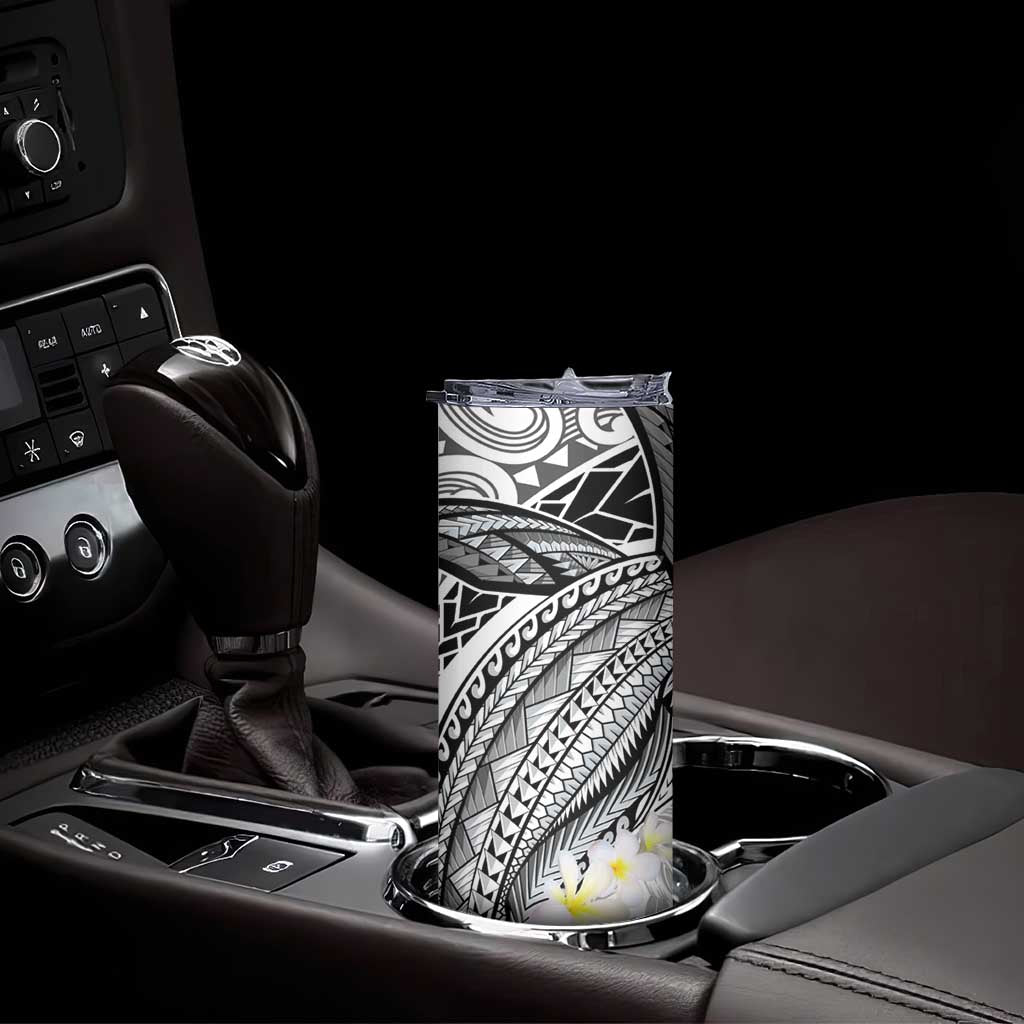 Polynesia Humpback Whale Skinny Tumbler Tropical Plumeria Charcoal LT7 - Polynesian Pride