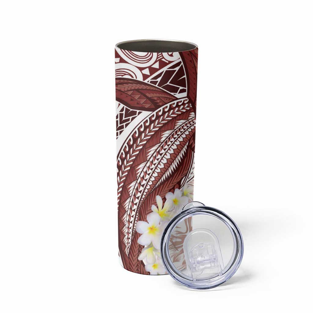 Polynesia Humpback Whale Skinny Tumbler Tropical Plumeria Oxblood LT7 - Polynesian Pride