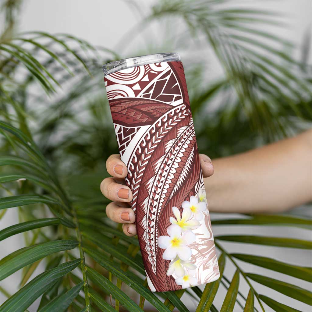Polynesia Humpback Whale Skinny Tumbler Tropical Plumeria Oxblood LT7 - Polynesian Pride