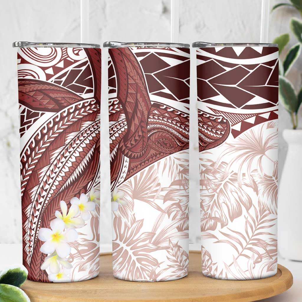 Polynesia Humpback Whale Skinny Tumbler Tropical Plumeria Oxblood LT7 - Polynesian Pride