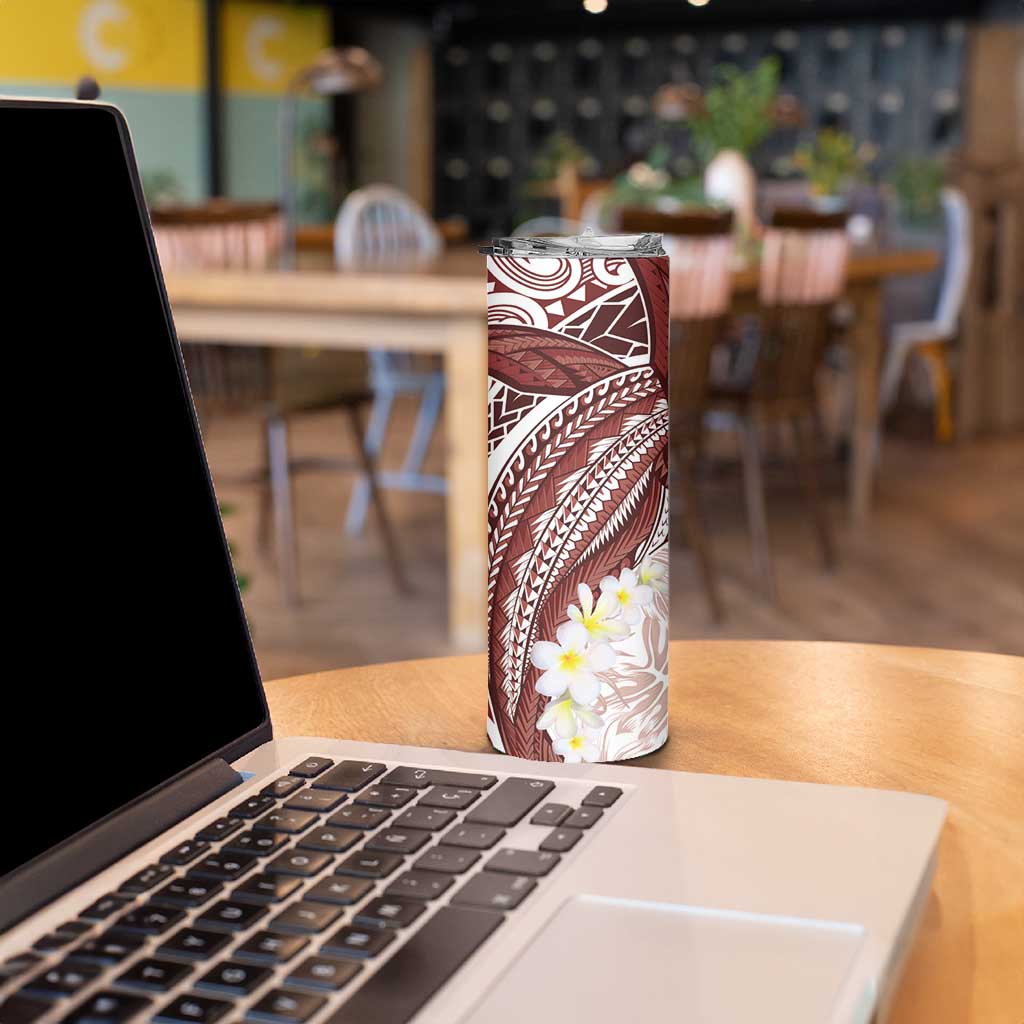 Polynesia Humpback Whale Skinny Tumbler Tropical Plumeria Oxblood LT7 - Polynesian Pride