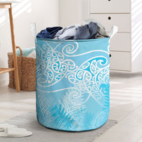 Aotearoa Maori Koru Curves Laundry Basket Silver Ferns - Turquoise LT7 Turquoise - Polynesian Pride
