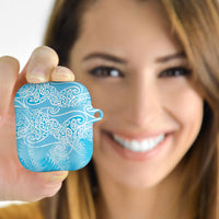 Aotearoa Maori Koru Curves AirPods Case Silver Ferns - Turquoise LT7 - Polynesian Pride