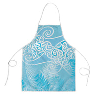Aotearoa Maori Koru Curves Apron Silver Ferns - Turquoise LT7 Turquoise - Polynesian Pride