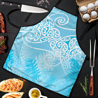 Aotearoa Maori Koru Curves Apron Silver Ferns - Turquoise LT7 Turquoise - Polynesian Pride