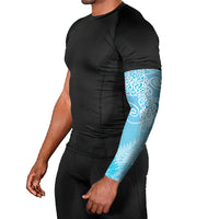 Aotearoa Maori Koru Curves Arm Sleeves Silver Ferns - Turquoise LT7 - Polynesian Pride