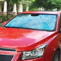 Aotearoa Maori Koru Curves Auto Sun Shade Silver Ferns - Turquoise LT7 - Polynesian Pride
