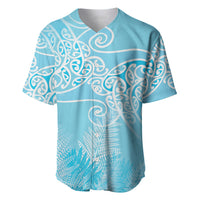 Aotearoa Maori Koru Curves Baseball Jersey Silver Ferns - Turquoise LT7 Turquoise - Polynesian Pride