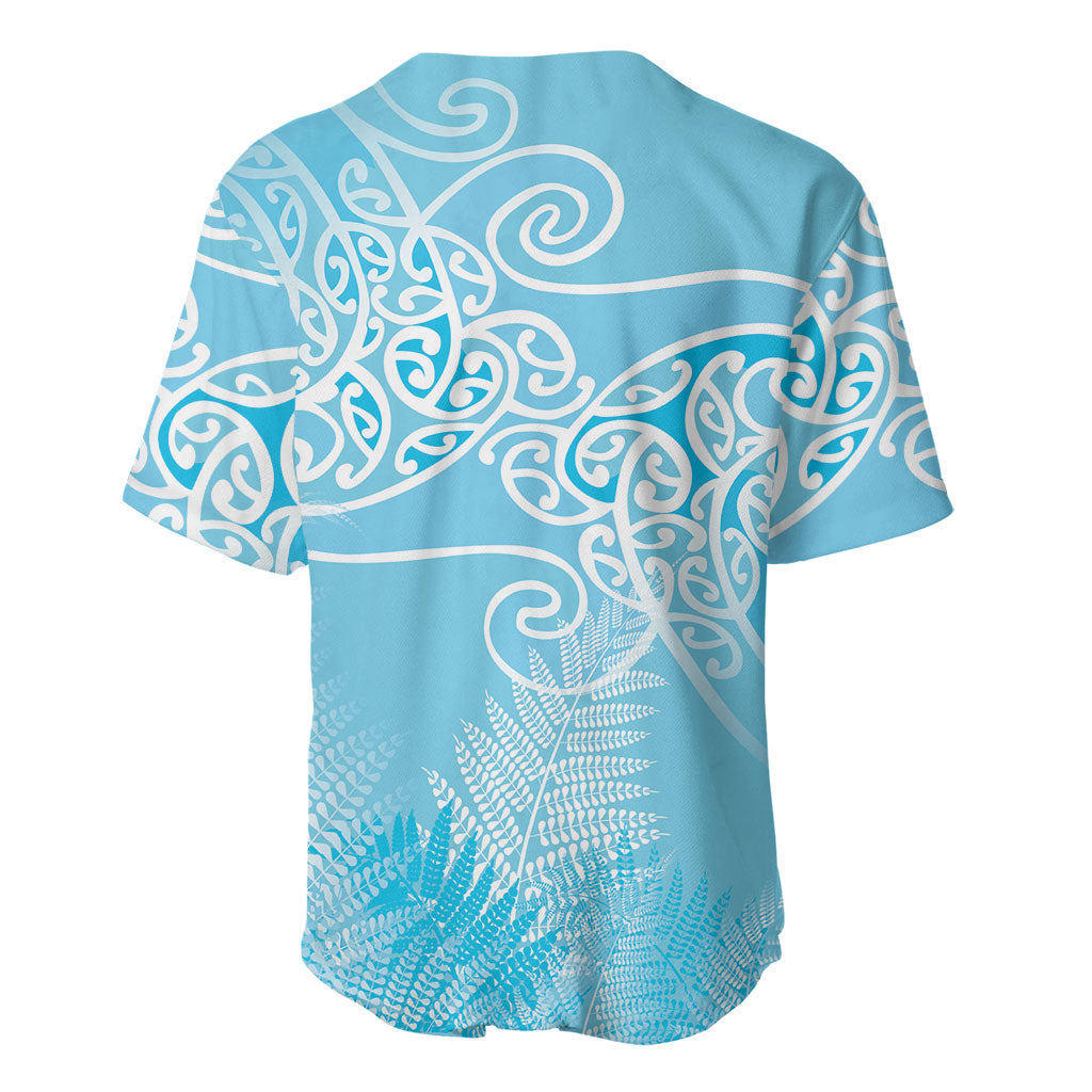 Aotearoa Maori Koru Curves Baseball Jersey Silver Ferns - Turquoise LT7 - Polynesian Pride