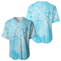 Aotearoa Maori Koru Curves Baseball Jersey Silver Ferns - Turquoise LT7 - Polynesian Pride
