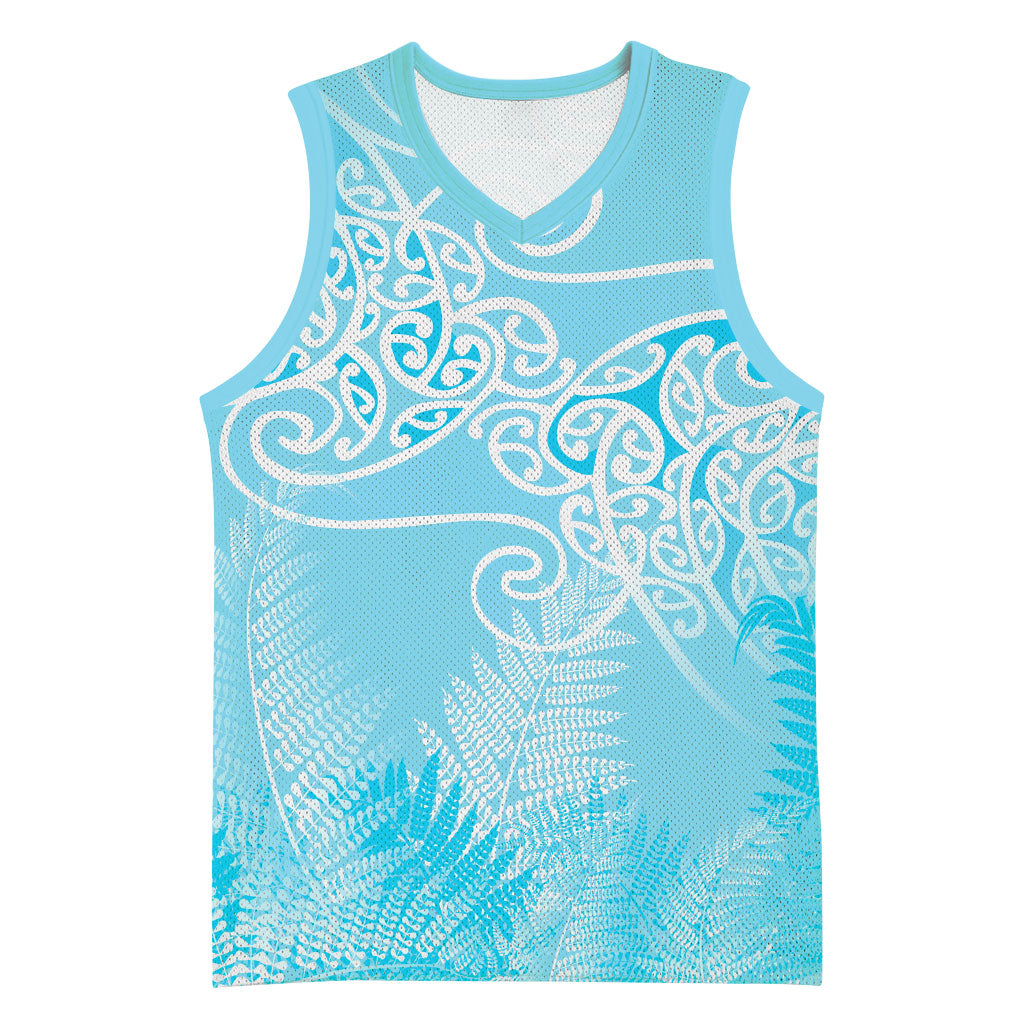 Aotearoa Maori Koru Curves Basketball Jersey Silver Ferns - Turquoise LT7 Unisex Turquoise - Polynesian Pride