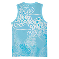 Aotearoa Maori Koru Curves Basketball Jersey Silver Ferns - Turquoise LT7 - Polynesian Pride