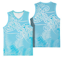 Aotearoa Maori Koru Curves Basketball Jersey Silver Ferns - Turquoise LT7 - Polynesian Pride