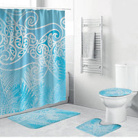 Aotearoa Maori Koru Curves Bathroom Set Silver Ferns - Turquoise LT7 Bathroom Set (4 pcs) Turquoise - Polynesian Pride