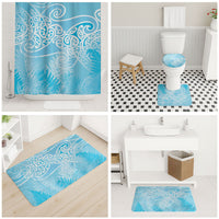 Aotearoa Maori Koru Curves Bathroom Set Silver Ferns - Turquoise LT7 - Polynesian Pride