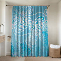 Aotearoa Maori Koru Curves Bathroom Set Silver Ferns - Turquoise LT7 Shower Curtain Only Turquoise - Polynesian Pride