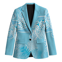 Aotearoa Maori Koru Curves Blazer Silver Ferns - Turquoise LT7 Unisex Turquoise - Polynesian Pride