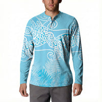 Aotearoa Maori Koru Curves Button Sweatshirt Silver Ferns - Turquoise LT7 - Polynesian Pride