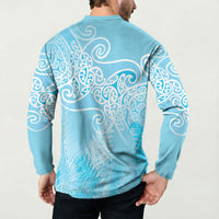 Aotearoa Maori Koru Curves Button Sweatshirt Silver Ferns - Turquoise LT7 - Polynesian Pride