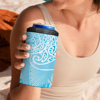 Aotearoa Maori Koru Curves 4 in 1 Can Cooler Tumbler Silver Ferns - Turquoise LT7 - Polynesian Pride