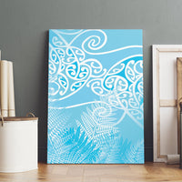 Aotearoa Maori Koru Curves Canvas Wall Art Silver Ferns - Turquoise LT7 - Polynesian Pride