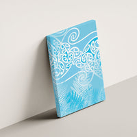 Aotearoa Maori Koru Curves Canvas Wall Art Silver Ferns - Turquoise LT7 - Polynesian Pride