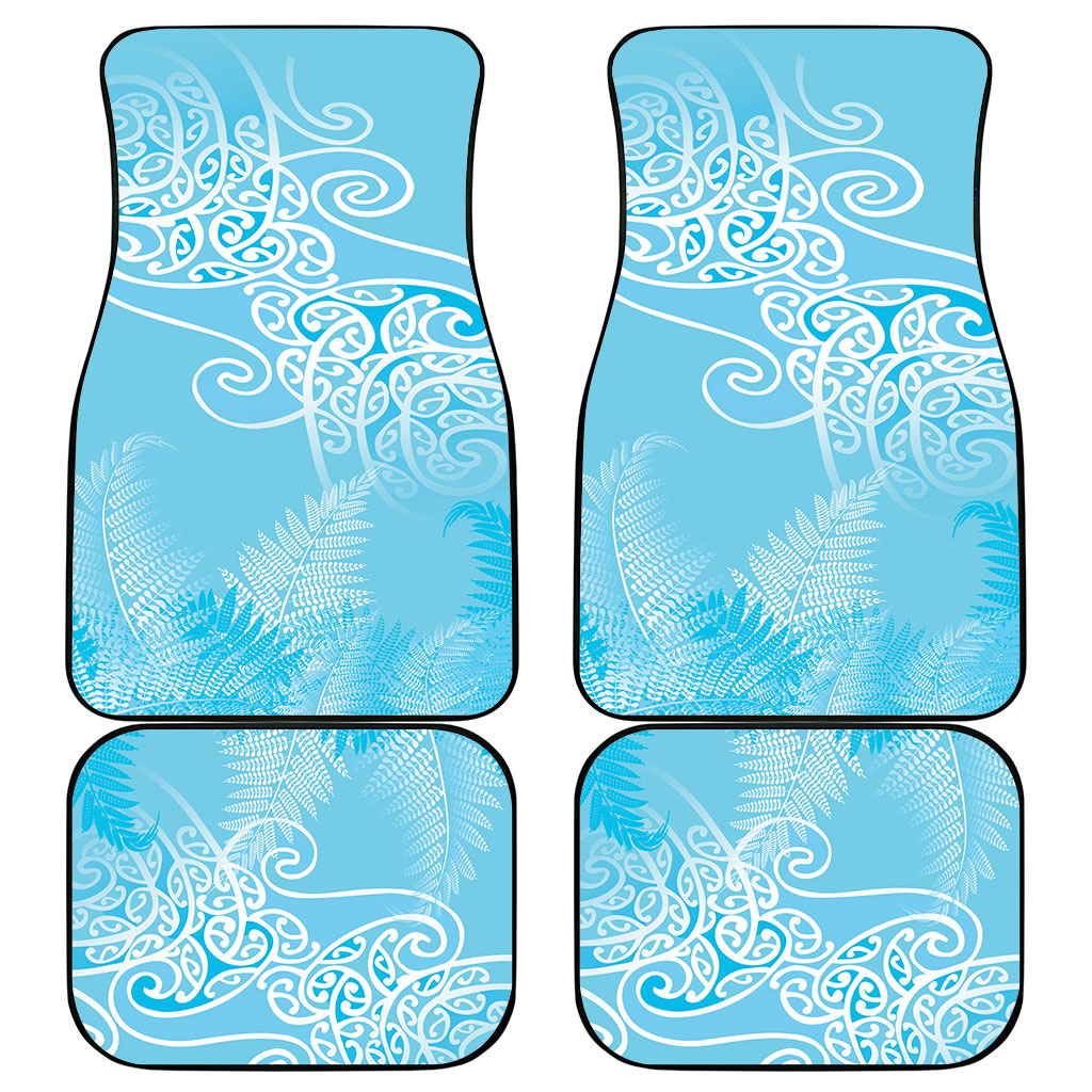 Aotearoa Maori Koru Curves Car Mats Silver Ferns - Turquoise LT7 - Polynesian Pride