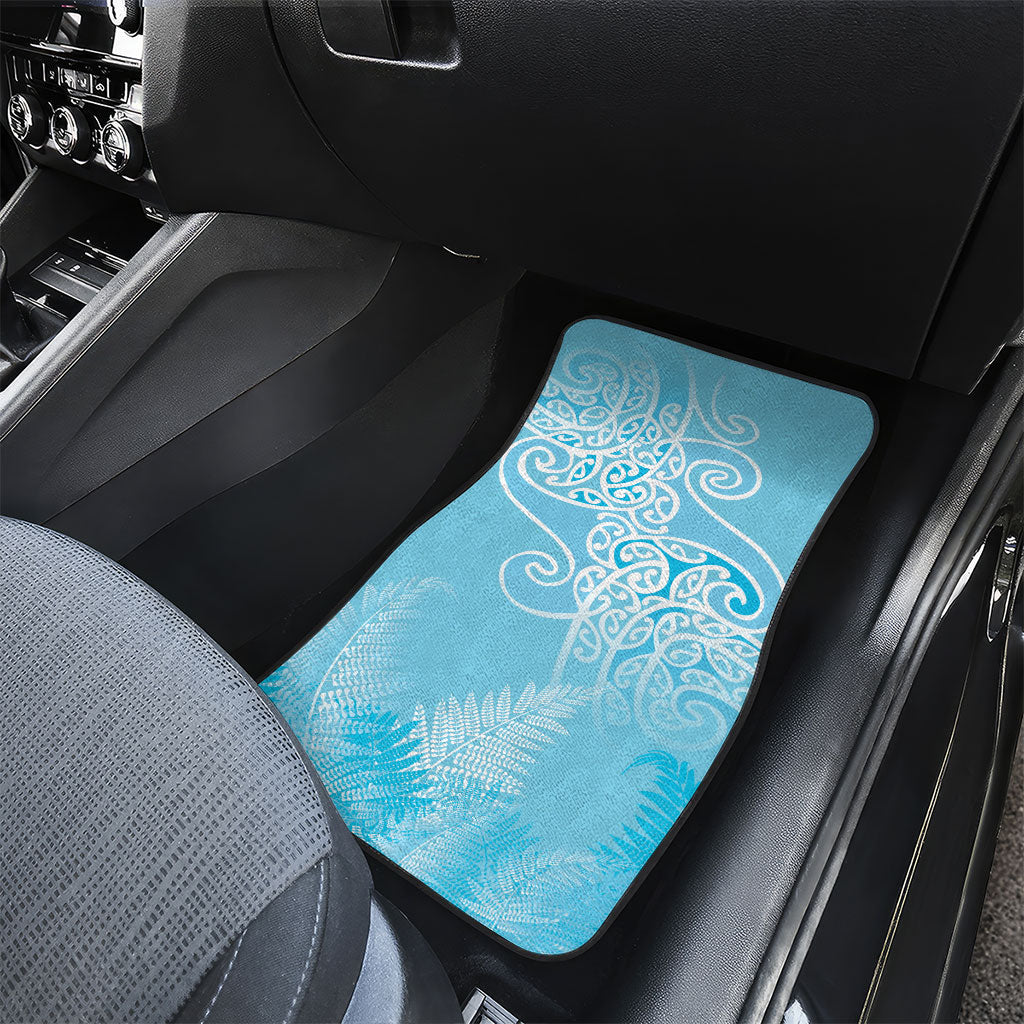 Aotearoa Maori Koru Curves Car Mats Silver Ferns - Turquoise LT7 - Polynesian Pride