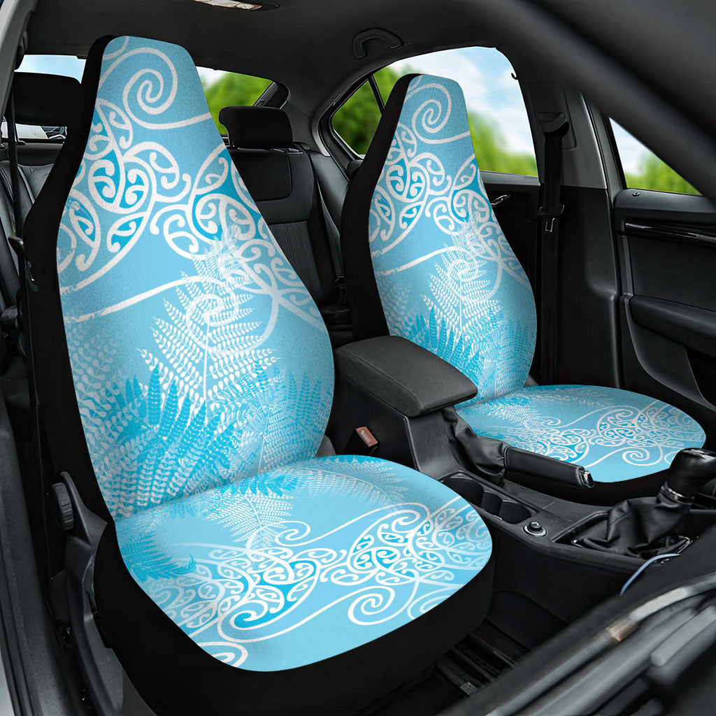 Aotearoa Maori Koru Curves Car Seat Cover Silver Ferns - Turquoise LT7 One Size Turquoise - Polynesian Pride
