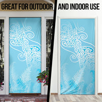 Aotearoa Maori Koru Curves Door Cover Silver Ferns - Turquoise LT7 - Polynesian Pride