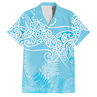 Aotearoa Maori Koru Curves Family Matching Off Shoulder Maxi Dress and Hawaiian Shirt Silver Ferns - Turquoise