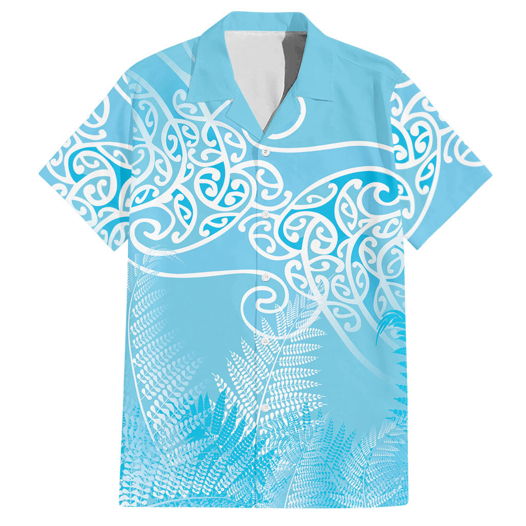 Aotearoa Maori Koru Curves Hawaiian Shirt Silver Ferns - Turquoise LT7 Turquoise - Polynesian Pride