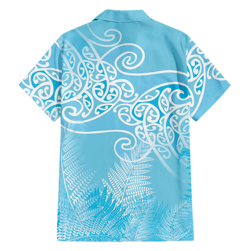 Aotearoa Maori Koru Curves Hawaiian Shirt Silver Ferns - Turquoise LT7 - Polynesian Pride