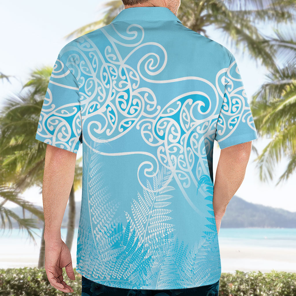 Aotearoa Maori Koru Curves Hawaiian Shirt Silver Ferns - Turquoise LT7 - Polynesian Pride