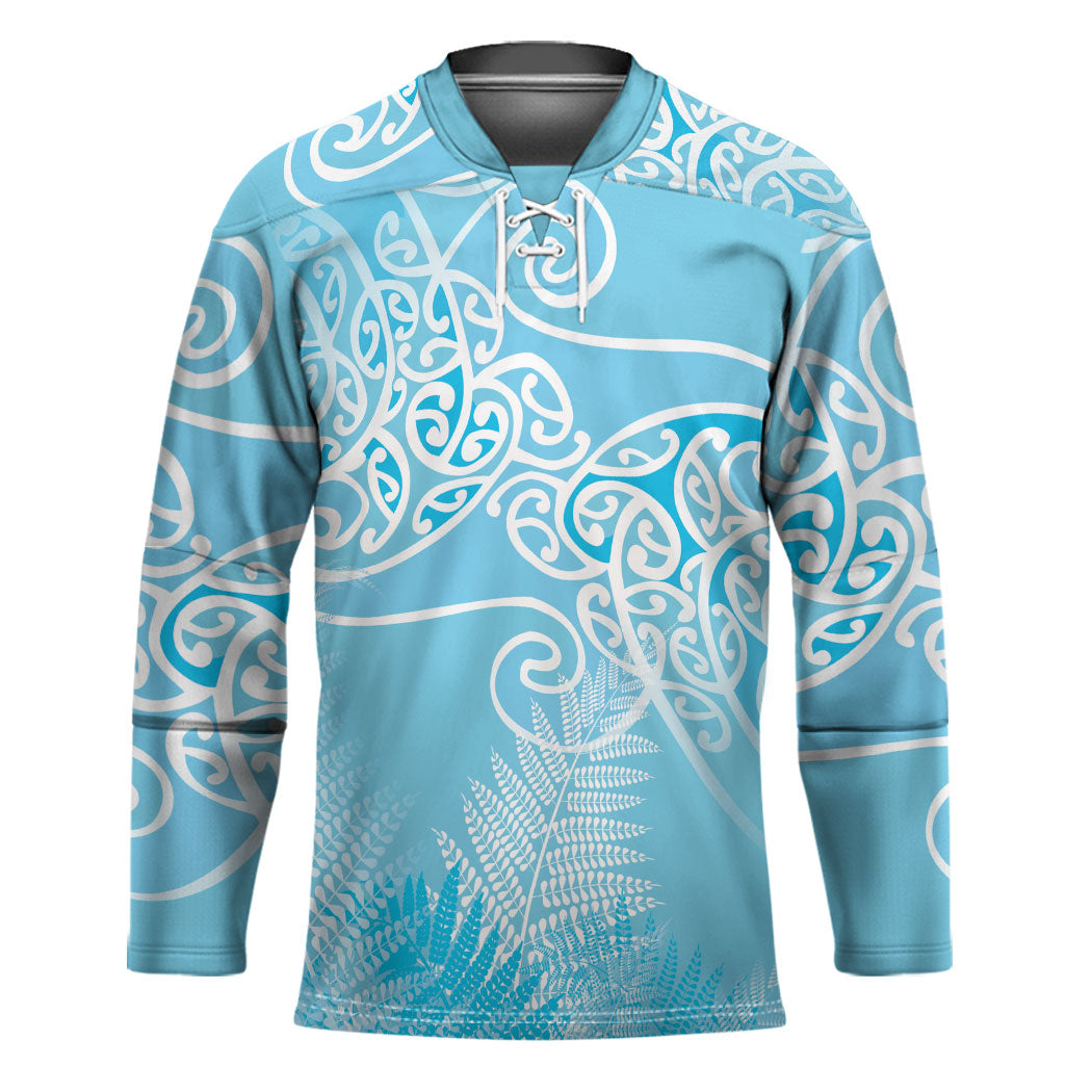 Aotearoa Maori Koru Curves Hockey Jersey Silver Ferns - Turquoise LT7 Unisex Turquoise - Polynesian Pride
