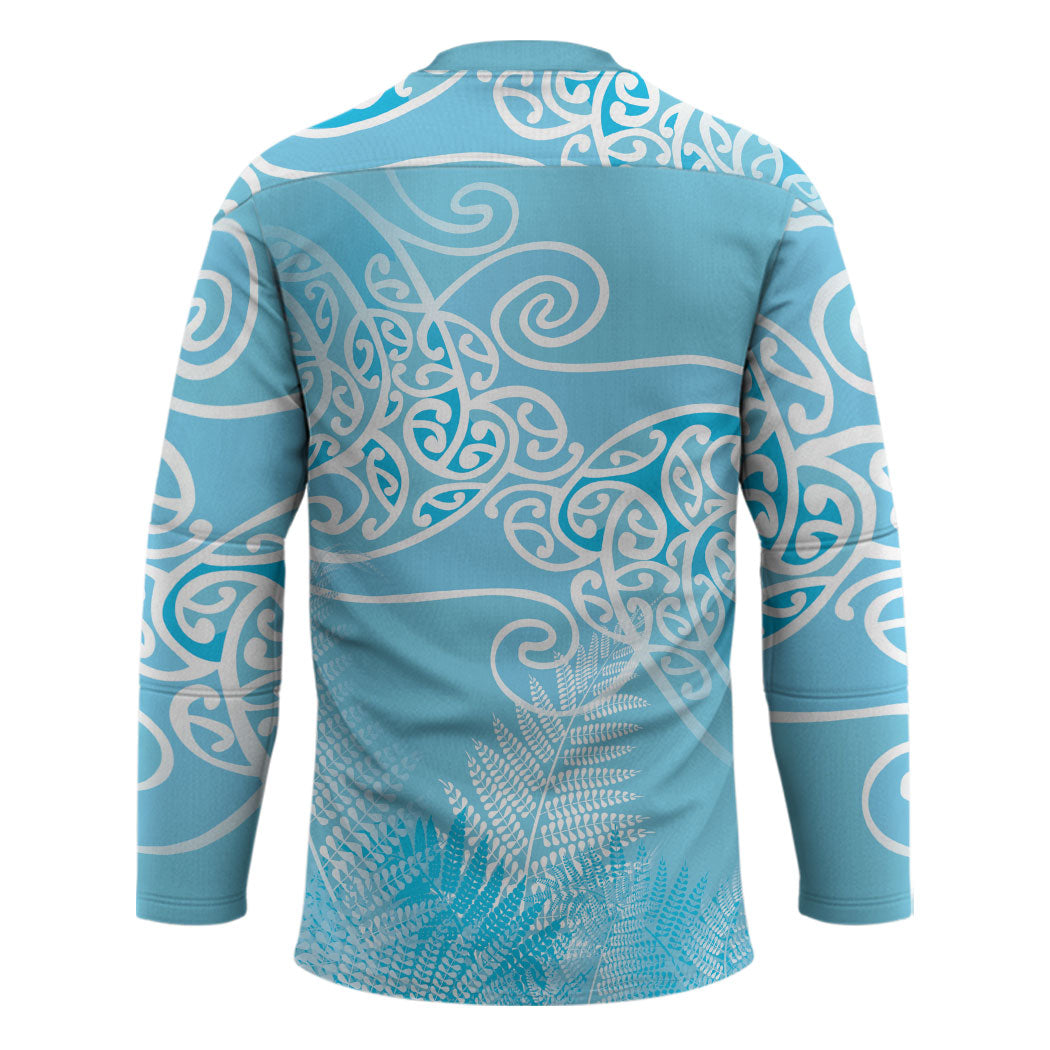 Aotearoa Maori Koru Curves Hockey Jersey Silver Ferns - Turquoise LT7 - Polynesian Pride