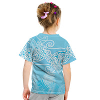 Aotearoa Maori Koru Curves Kid T Shirt Silver Ferns - Turquoise LT7 - Polynesian Pride