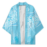 Aotearoa Maori Koru Curves Kimono Silver Ferns - Turquoise LT7 Unisex Turquoise - Polynesian Pride