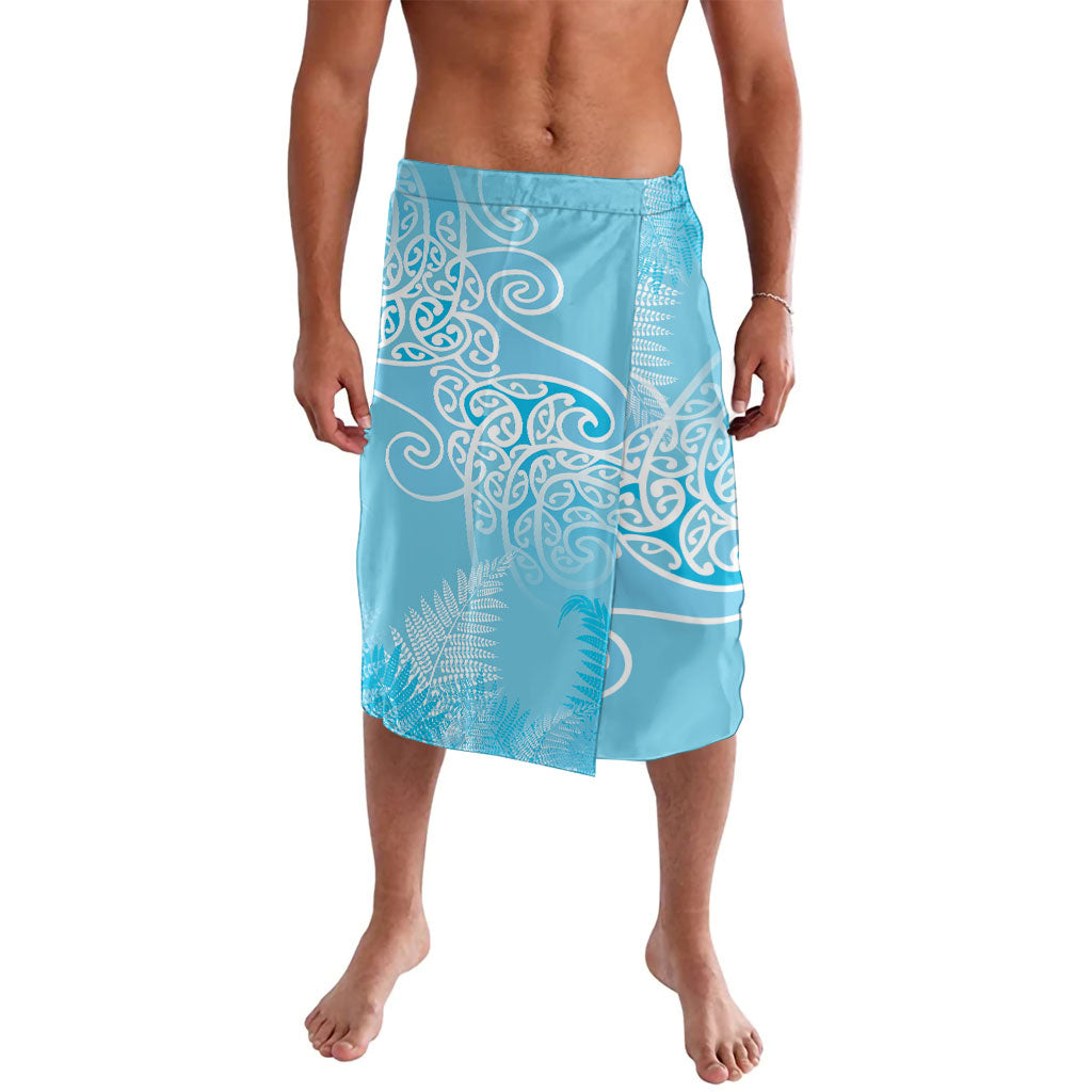 Aotearoa Maori Koru Curves Lavalava Silver Ferns - Turquoise LT7 Turquoise - Polynesian Pride