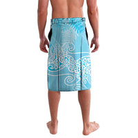 Aotearoa Maori Koru Curves Lavalava Silver Ferns - Turquoise LT7 - Polynesian Pride