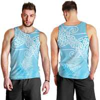 Aotearoa Maori Koru Curves Men Tank Top Silver Ferns - Turquoise