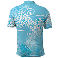 Aotearoa Maori Koru Curves Polo Shirt Silver Ferns - Turquoise LT7 - Polynesian Pride