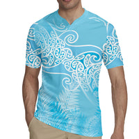 Aotearoa Maori Koru Curves Rugby Jersey Silver Ferns - Turquoise LT7 - Polynesian Pride
